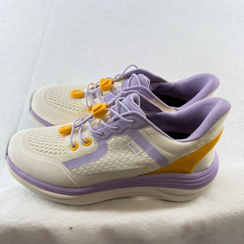 Kizik London Pristine Hands Free Slip On Sneakers Womens 9 Cream Purple Yellow